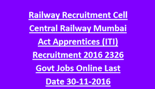 Railway Recruitment Cell is hiring for 2326 apprentice vacancies