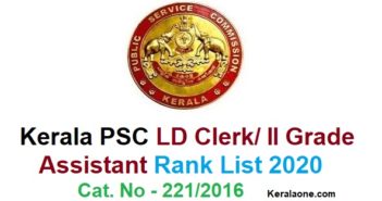 LD Clerk/ II Grade Assistant Rank List