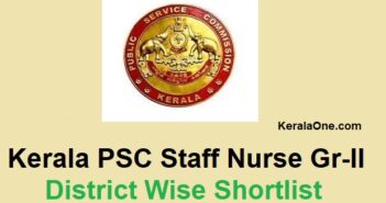Kerala PSC Staff Nurse Gr-II Shortlist