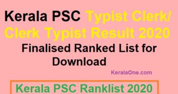 Kerala psc Clerk Typist Ranked List