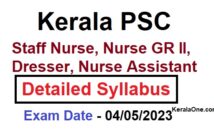Kerala PSC Staff Nurse Syllabus